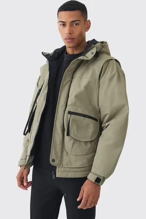 Boohoo Hooded Utility Tech Parka In Khaki - - XS