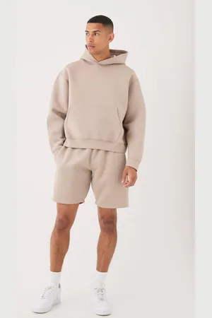 Boohoo Oversized Boxy Bonded Scuba Hooded Short Tracksuit - - L
