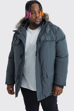 Boohoo Plus Faux Fur Hooded Arctic Parka Jacket in Charcoal - - XXL