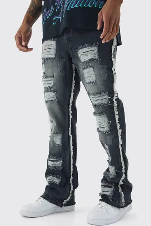 Boohoo Slim Flared All Over Ripped Jeans With Let Down Hem - - 28R