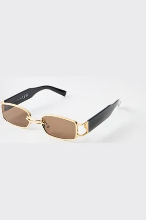 Boohoo Gold Metal Detail Rectangular Sunglasses - - One Size