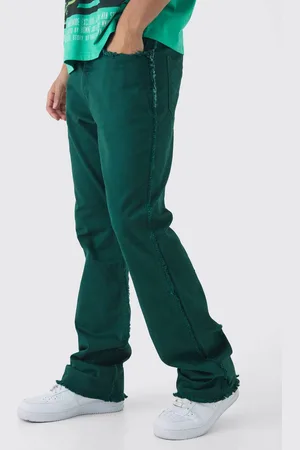 Boohoo Slim Rigid Flare Stacked Frayed Edge Denim Jeans - - 32R