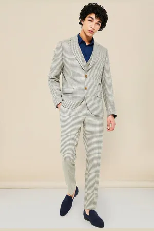 Boohoo Single Breasted Slim Dogtooth Suit Jacket - - 40