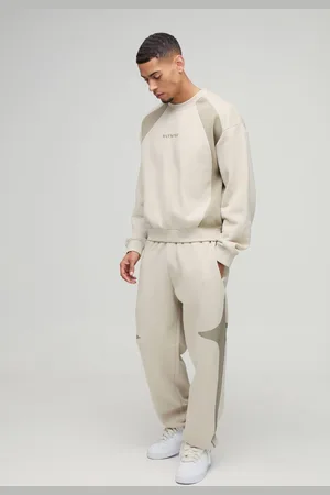 Boohoo Oversized Boxy Colour Block Homme Embroidered Sweatshirt tracksuit - - L