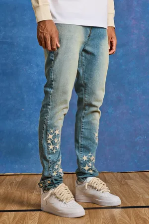 Boohoo Tall Slim Rigid Pu Star Applique Gusset Jeans - - 34