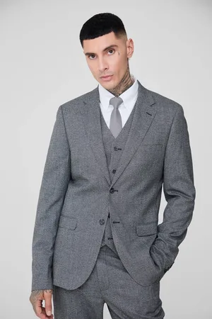 Boohoo Tall Mini Dogtooth Single Breasted Slim Fit Suit Jacket - - 38