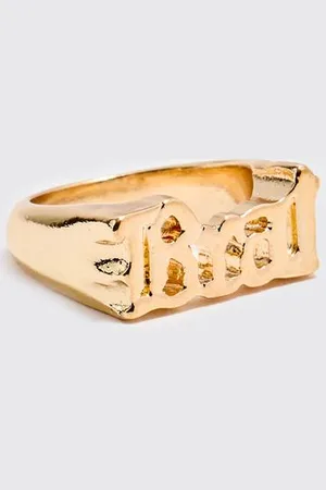 Boohoo Slogan Ring In Gold - - S/M