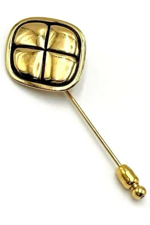 CHANEL Preloved Gold Lapel Pin Geometric Design Women Brooches - - One Size