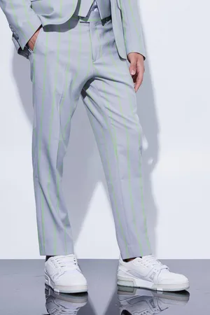 Boohoo Slim Crop Wide Stripe Suit Trouser - - 30R