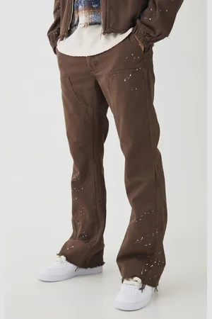 Boohoo Relaxed Flared Carpenter Paint Splatter Trousers - - 30