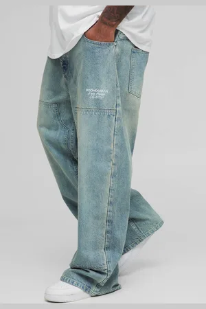 Boohoo Plus Relaxed Fit Embroidered Carpenter Jeans - - 46