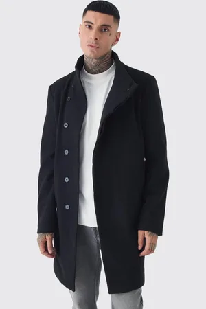 Boohoo Tall Funnel Neck Wool Look Overcoat in - S