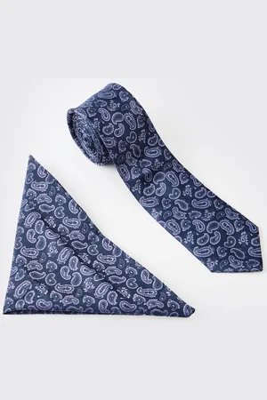 Boohoo Paisley Satin Tie & Pocket Square - - One Size