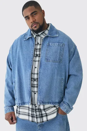 Boohoo Plus Classic Denim Harrington Jacket - - XXL