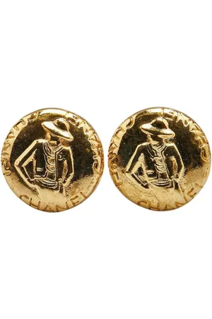 CHANEL Preloved Vintage Matador Earrings GoldTone Design Women - - One Size