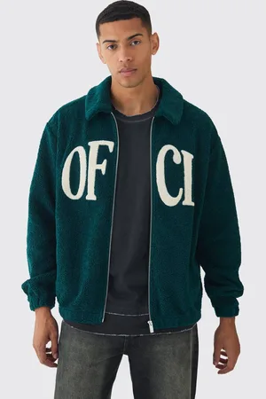 Boohoo Oversized Ofcl Boxy Boucle Borg Harrington Jacket - - S