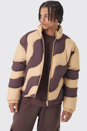 Boohoo Abstract Quilted Funnel Neck Puffer Jacket In - L