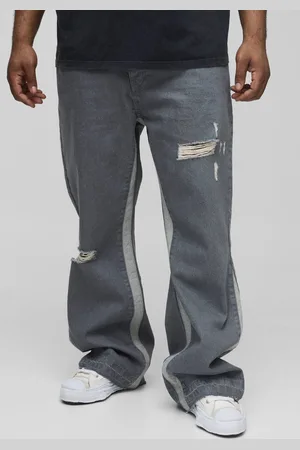 Boohoo Plus Slim Flare Distressed Gusset Panel Jeans - - 46
