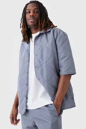 Boohoo Oversized Short Sleeve Quilted Shirt - - M