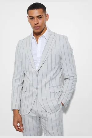 Boohoo Slim Single Breasted Striped Suit Jacket - - 40