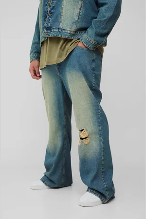 Boohoo Plus Tinted Ripped Rigid Flared Jeans - - 44