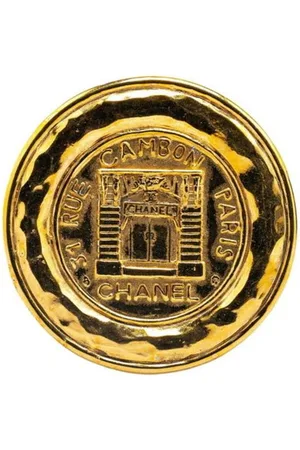 CHANEL Preloved Vintage Coin Brooch Rue Cambon Women - Gold Brooches - - One Size