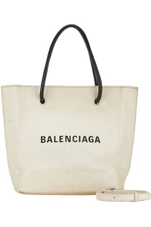 Balenciaga Preloved Hourglass XS Tote Bag Beige Leather Women - - One Size