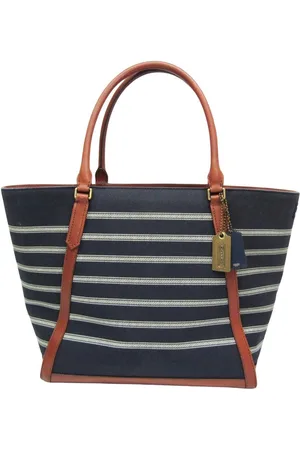 Coach Preloved Striped Canvas Tote Bag Women - - One Size