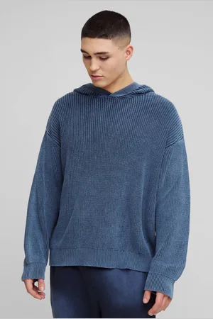 Boohoo Oversized Boxy Acid Wash Knitted Hoodie - - L