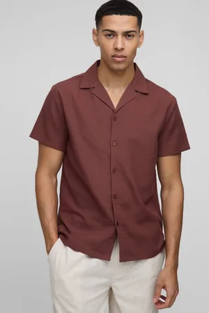 Boohoo Regular Fit Revere Linen Blend Short Sleeve Shirt - - XS