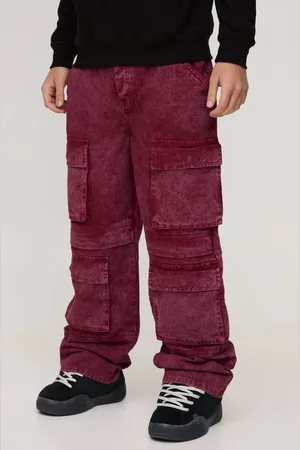 Boohoo Relaxed Rigid Acid Washed Multi Pocket Cargo Denim Jeans - - 36R