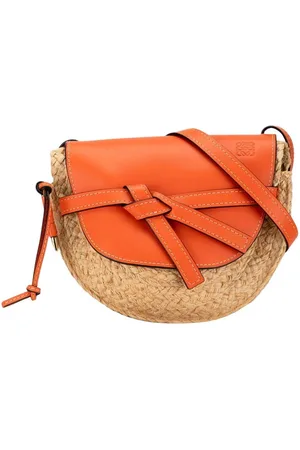 Loewe Preloved Gate Small Raffia Bag Orange Women - Shoulder Bags - One Size