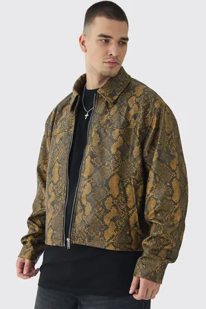Boohoo Tall Snake Pu Harrington Jacket - - L
