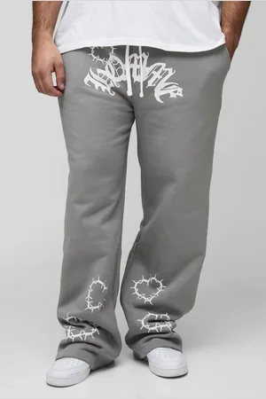 Boohoo Plus Relaxed Double Waistband Heart Print Joggers - - 4XL