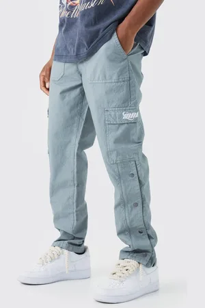 Boohoo Straight Leg Cargo Popper Hem Ripstop Branded Trouser - - 34