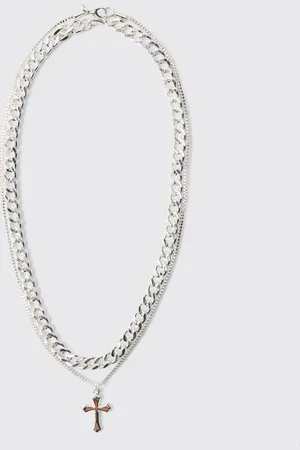 Boohoo Layered Cross Necklace - - One Size