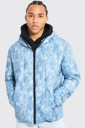 Boohoo Tall Tie Dye Square Panel Hooded Puffer - - M