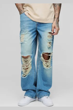 Boohoo Tall Relaxed Ripped Rigid Jeans - - 34