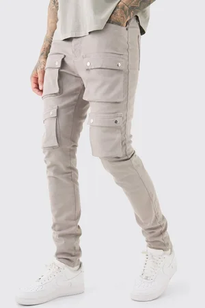 Boohoo Tall Fixed Waist Skinny Multi Cargo Pocket Trouser - - 40