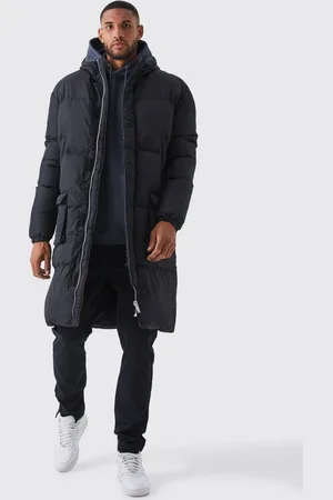 Boohoo Tall 4 Pocket Longline Hooded Puffer Jacket in - L