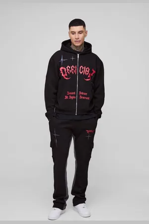 Boohoo Tall Oversized Boxy Official Hooded Gusset Jogger Tracksuit - - XXL