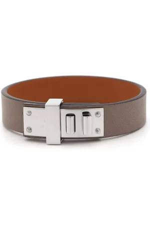 Hermès Preloved Clic Clac H Bracelet Gray Leather Women - - One Size