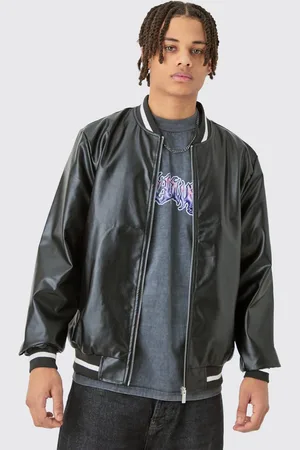 Boohoo Plain PU Varsity Jacket In - XS