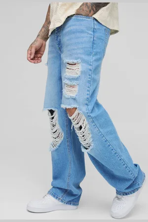 Boohoo Tall Relaxed Ripped Rigid Jeans - - 34