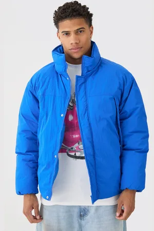 Boohoo Funnel Neck Padded Jacket In Cobalt - - XL