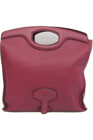 Loewe Preloved Puzzle Small Leather Handbag Women - Burgundy Clutch Bags - - One Size