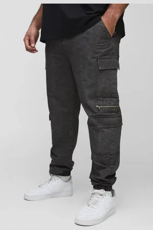 Boohoo Plus Washed Ripstop Zip Detail Slim Fit Cargo Trousers - - 44