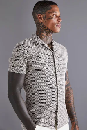 Boohoo Short Sleeve Stretch Mini Geo Shirt - - M