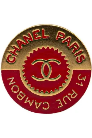 CHANEL Preloved Red Gold Pin Women Brooches - - One Size