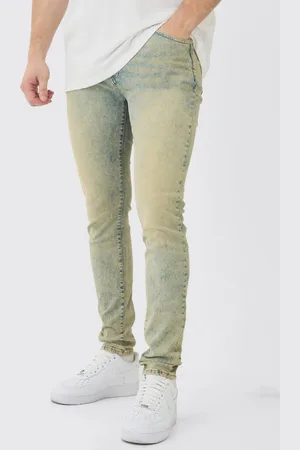 Boohoo Tall Skinny Stretch Tinted Jeans Bleach Wash - - 34